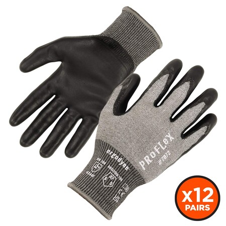 Ergodyne ANSI A7 Nitrile Coated CR Gloves 12-Pair, Gray, Size S 7072-12PR
